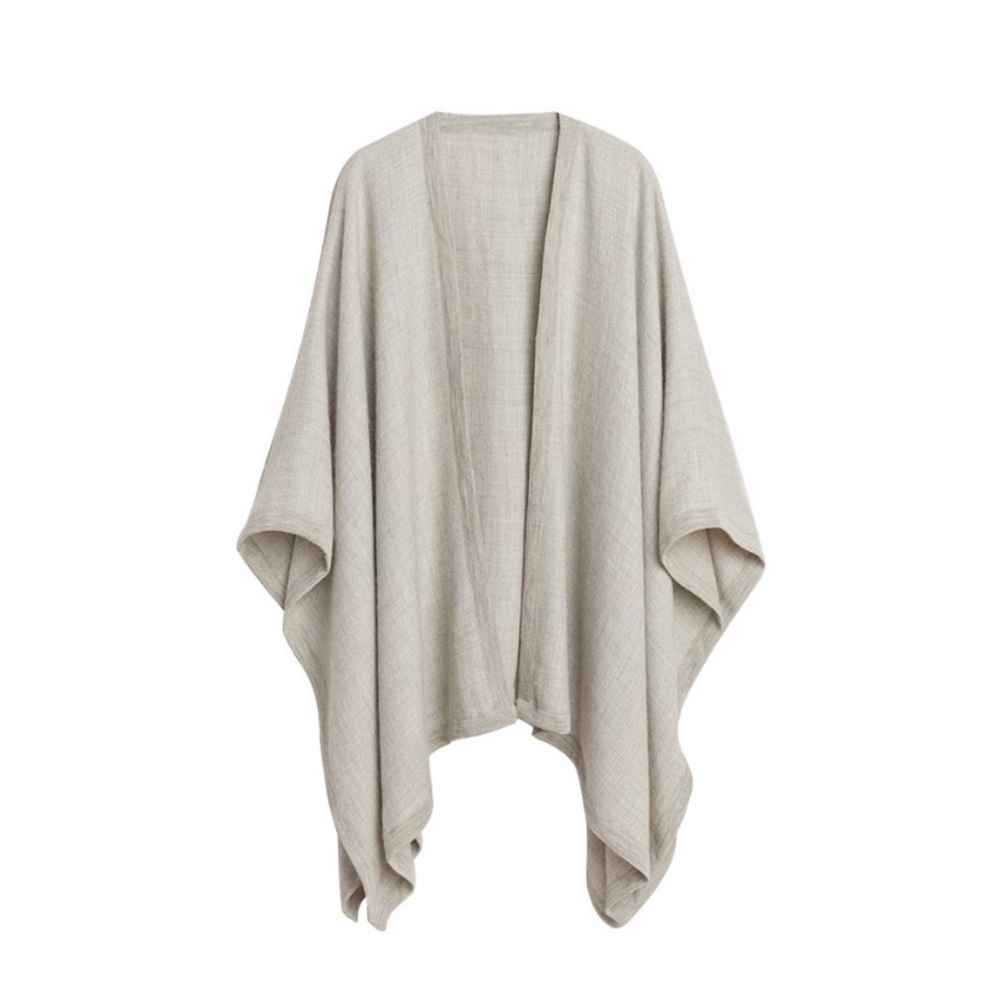 Cuyana Poncho- Light Heather Grey - Petite